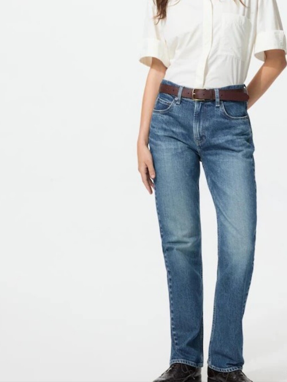 Uniqlo Women's Straight-Leg Jeans in Blue Denim Sz 28x34